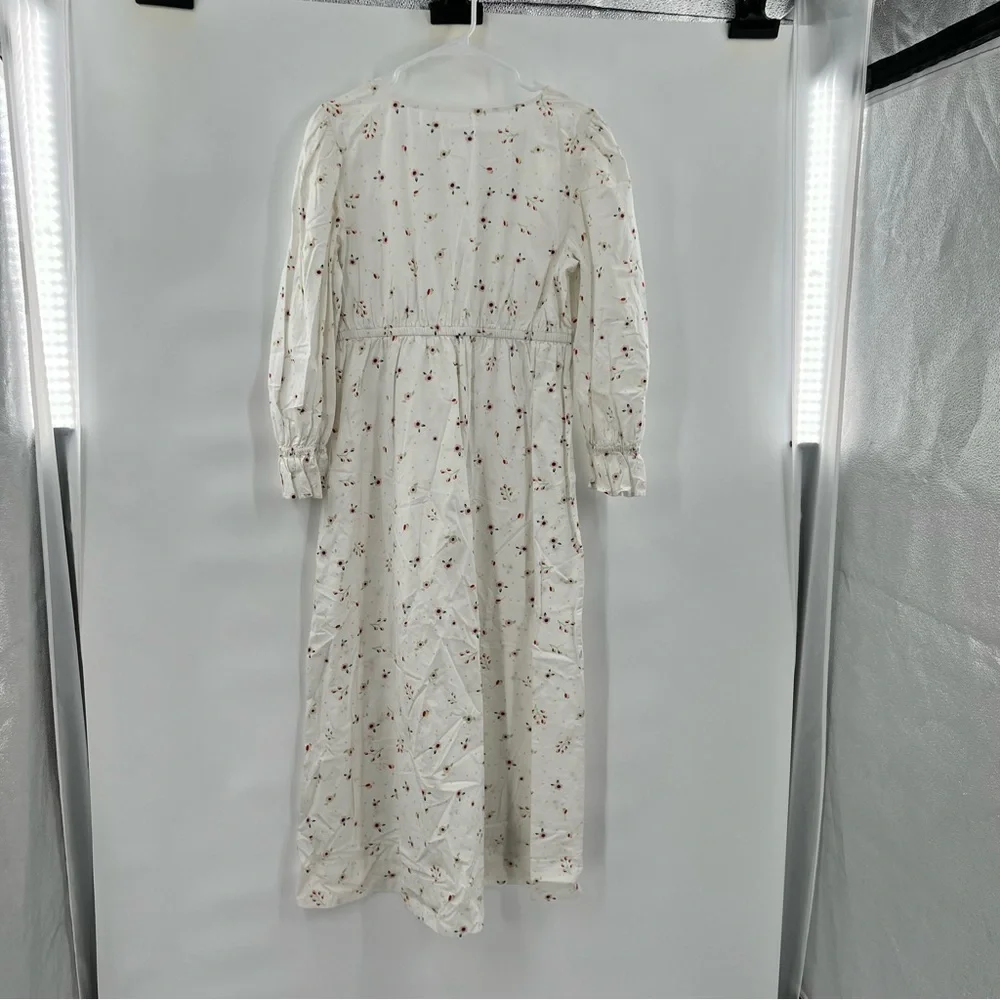 Thefashionguitar the drop long sleeve maxi dress white floral size M